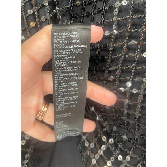 Pilcro Black Long-Sleeve Sequin Top Netting Sheer Tank Size XS Glam - Picture 6 of 8